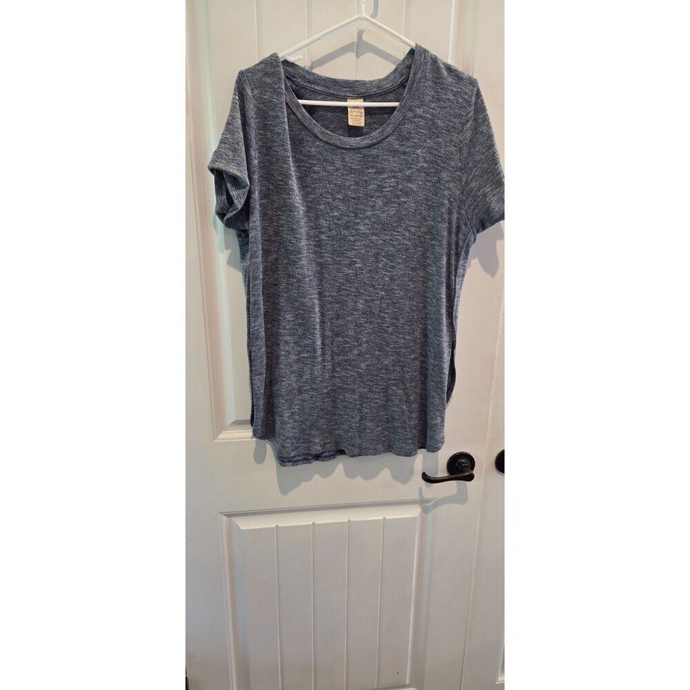 Faded Glory XL 16-18 Blue Heather Tunic Top Side Slits Rayon Blend